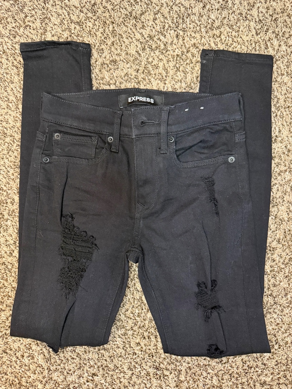 Express Black Ripped Skinny Jeans